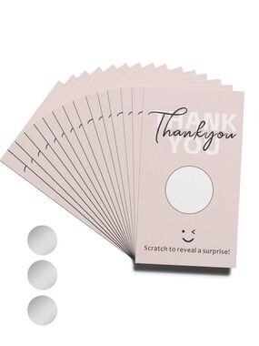 10 Pink Thank You Scratch to reveal your prize Cards